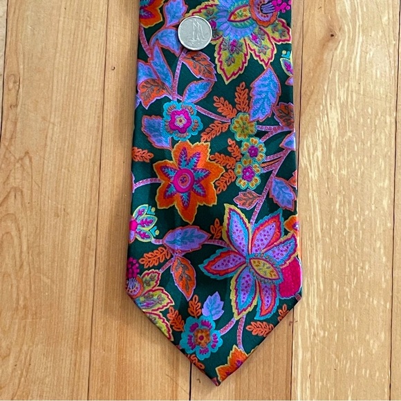 Kenzo Colorful Floral Print Silk Tie - Picture 14 of 16